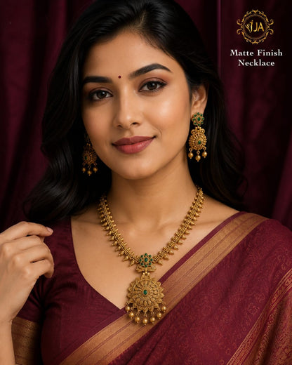 *Matte Finish Pendant Necklace Set with Matching Earrings*