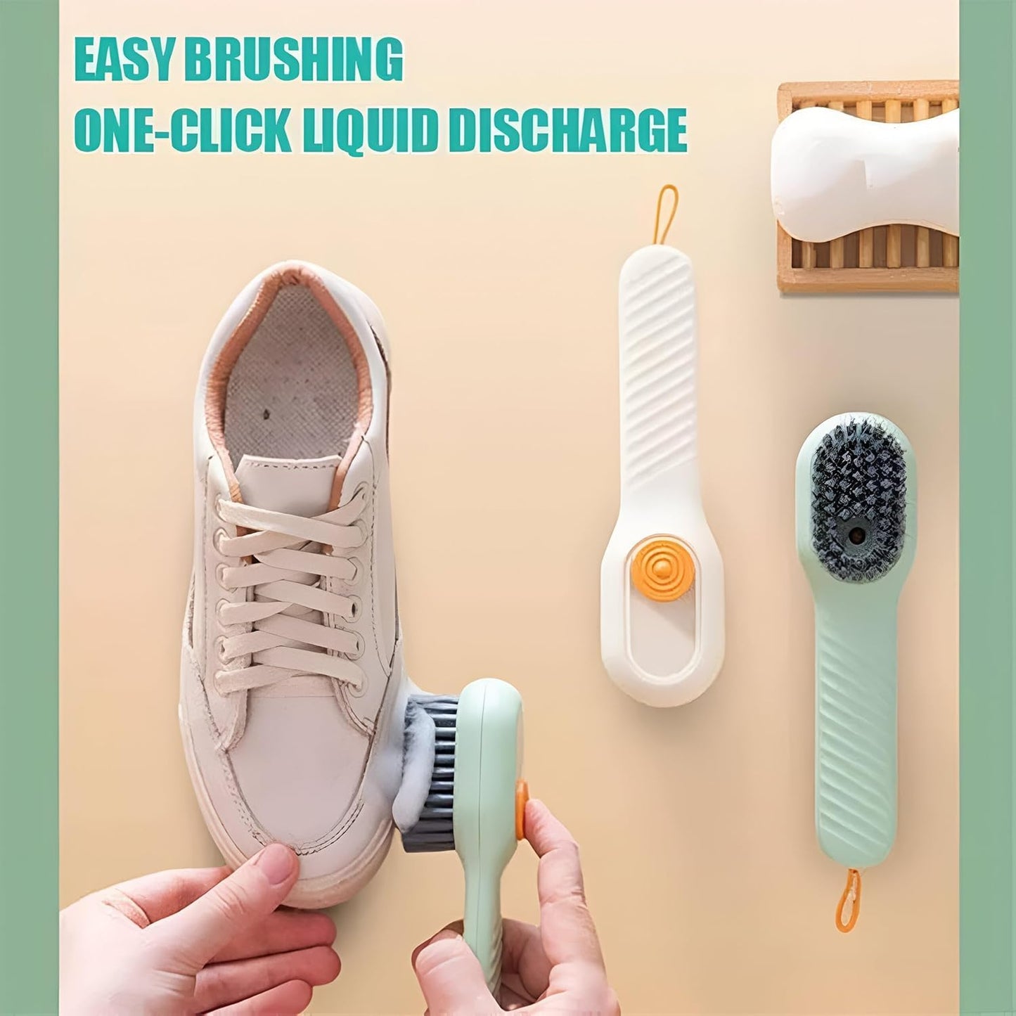 Plastic Soap Dispensing Cleaning Brush with Handle Scrubbing Reusable Washing Shoe Brush for Shoes Clothes Cleaning