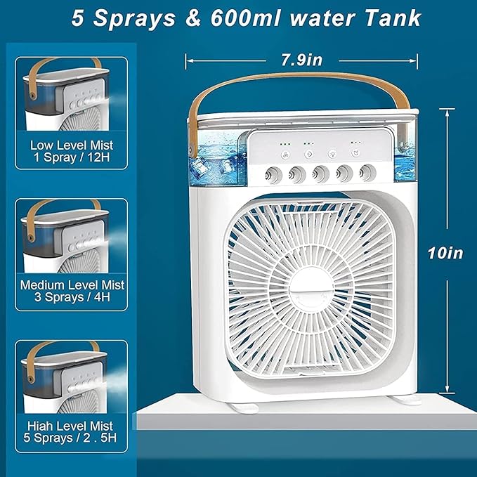 Portable Air Cooler Fan with Water Tank & USB Power - Mini Personal Evaporative Cooler