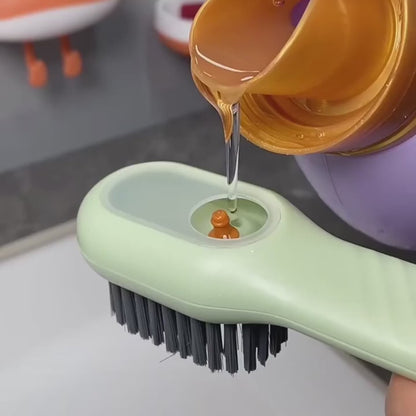 Plastic Soap Dispensing Cleaning Brush with Handle Scrubbing Reusable Washing Shoe Brush for Shoes Clothes Cleaning